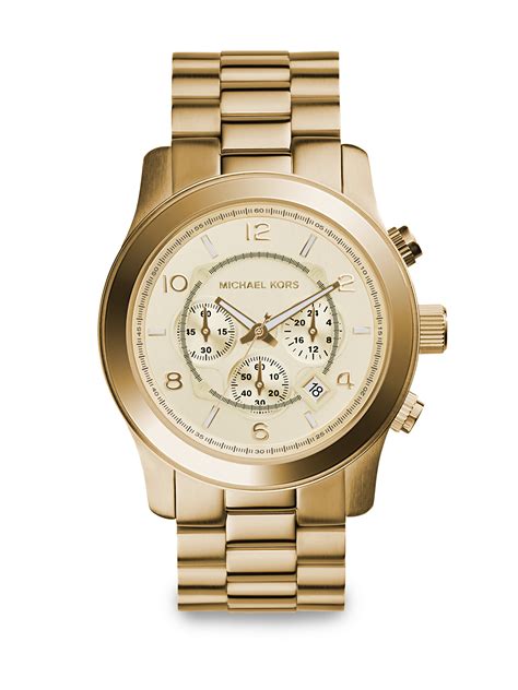 michael kors oversized gold-tone watch|michael kors runway chronograph.